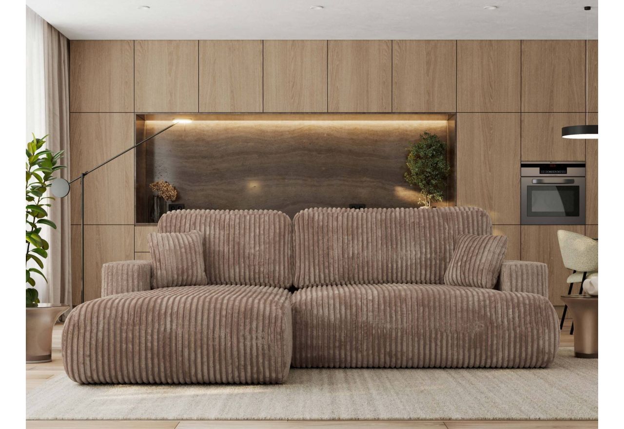 Narożnik - OVO L - strona lewa - brązowy, sztruks