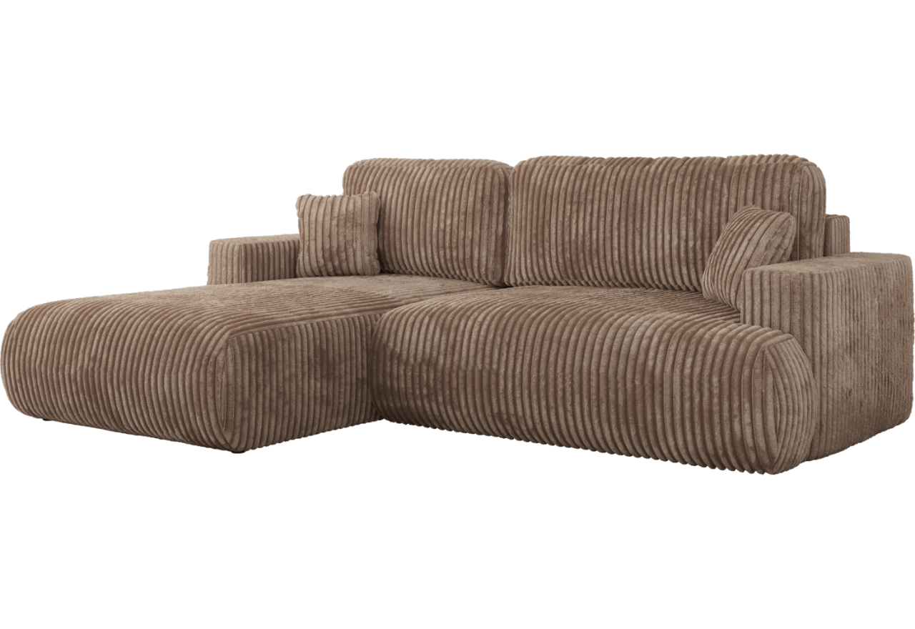 Narożnik - OVO L - strona lewa - brązowy, sztruks