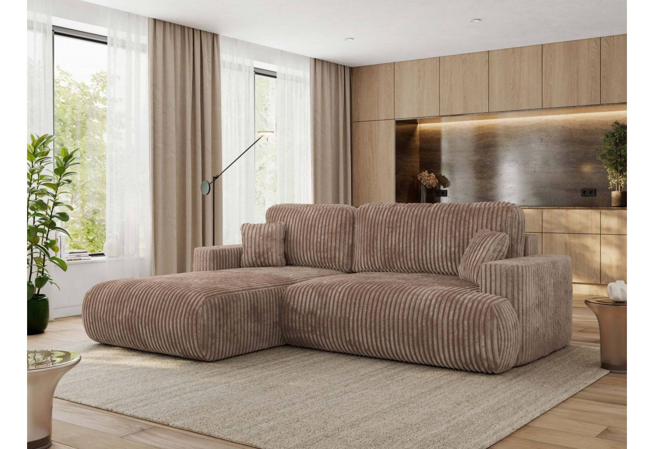 Narożnik - OVO L - strona lewa - brązowy, sztruks