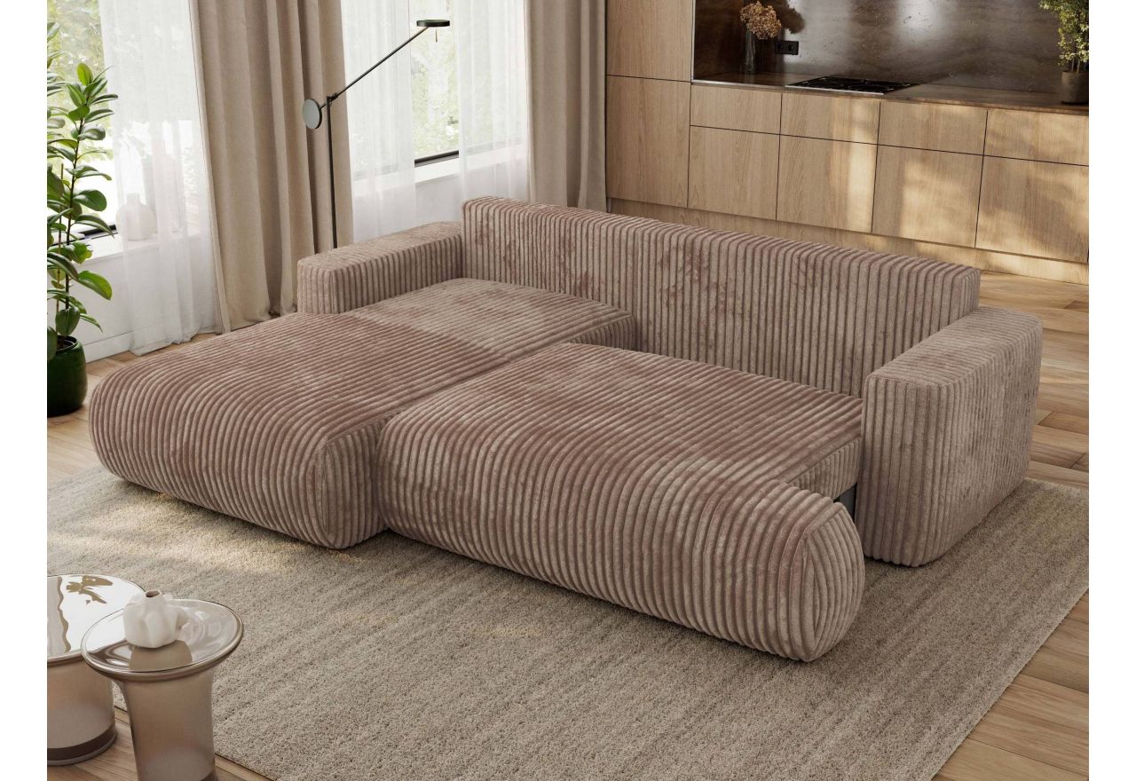 Narożnik - OVO L - strona lewa - brązowy, sztruks