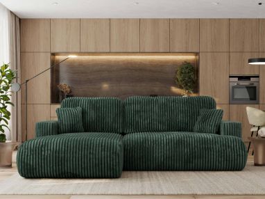 Narożnik - OVO L - strona lewa - zielony, sztruks