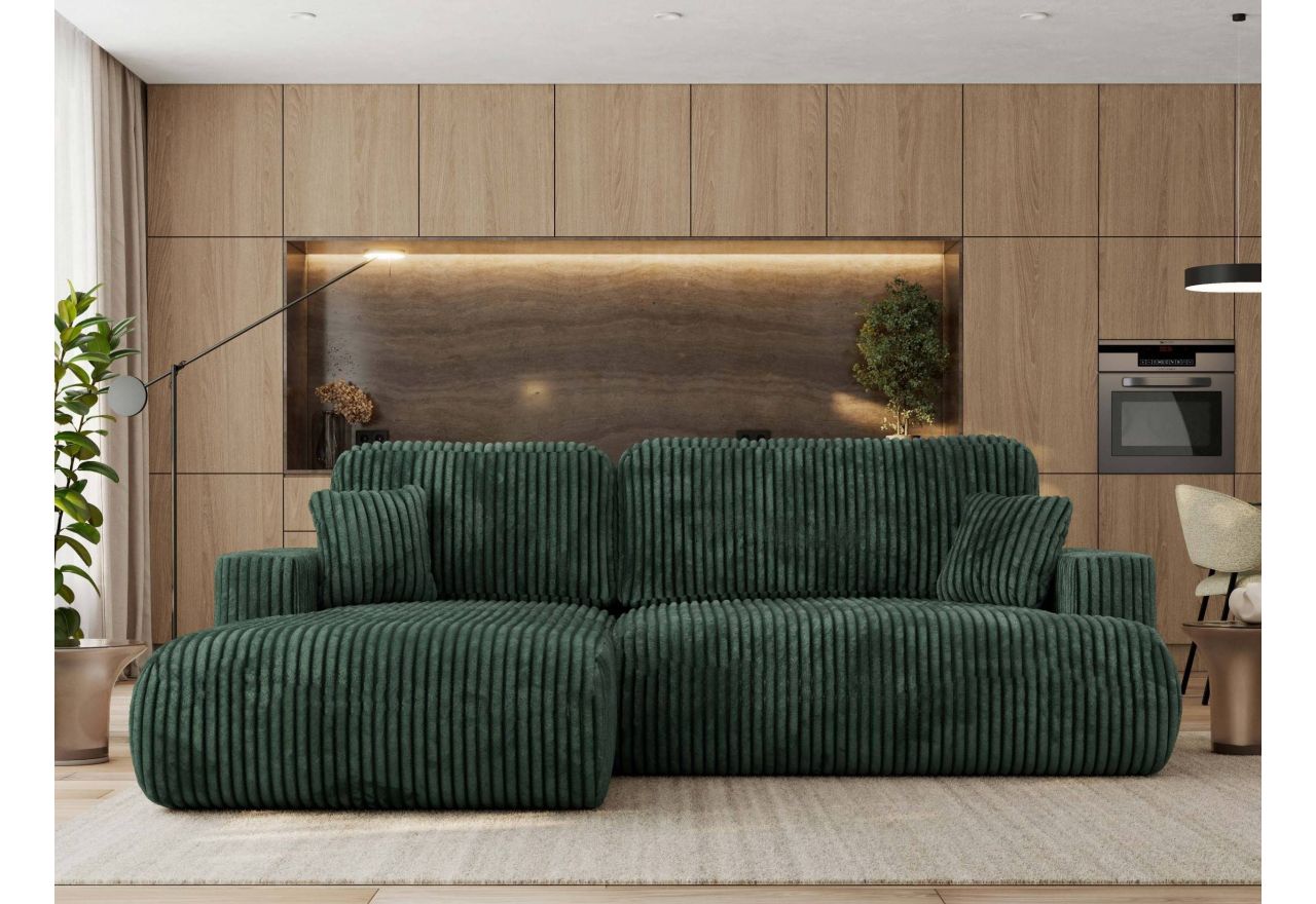 Narożnik - OVO L - strona lewa - zielony, sztruks