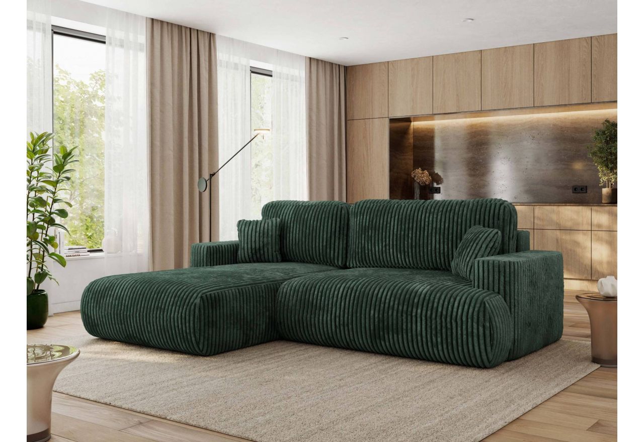 Narożnik - OVO L - strona lewa - zielony, sztruks