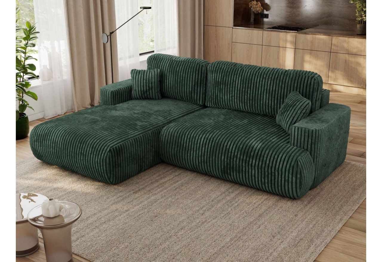 Narożnik - OVO L - strona lewa - zielony, sztruks