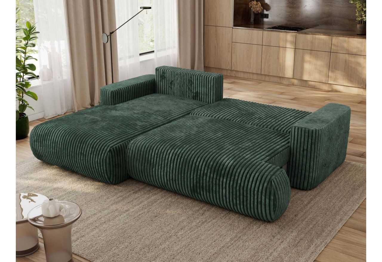 Narożnik - OVO L - strona lewa - zielony, sztruks