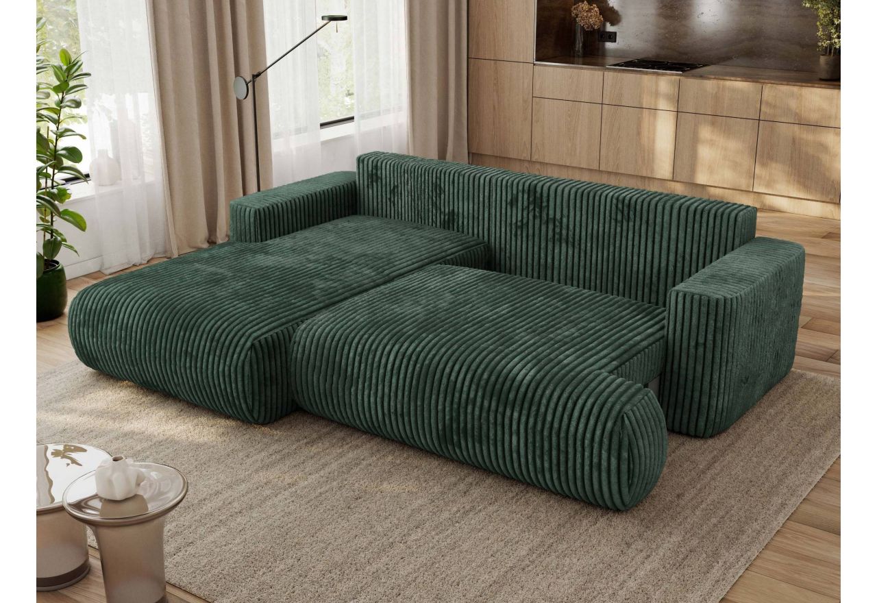 Narożnik - OVO L - strona lewa - zielony, sztruks