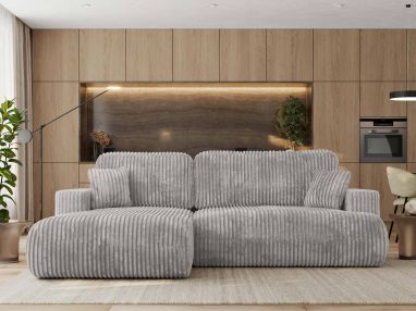 Narożnik - OVO L - strona lewa - jasnoszary, sztruks