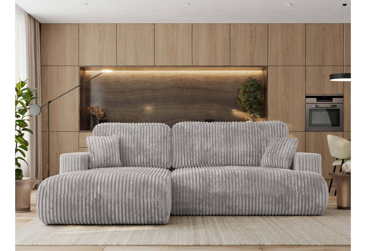 Narożnik - OVO L - strona lewa - jasnoszary, sztruks