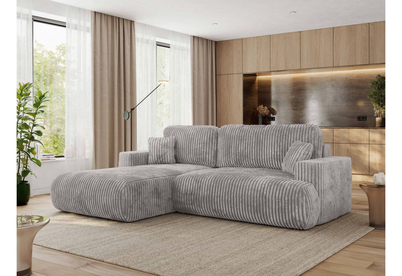 Narożnik - OVO L - strona lewa - jasnoszary, sztruks