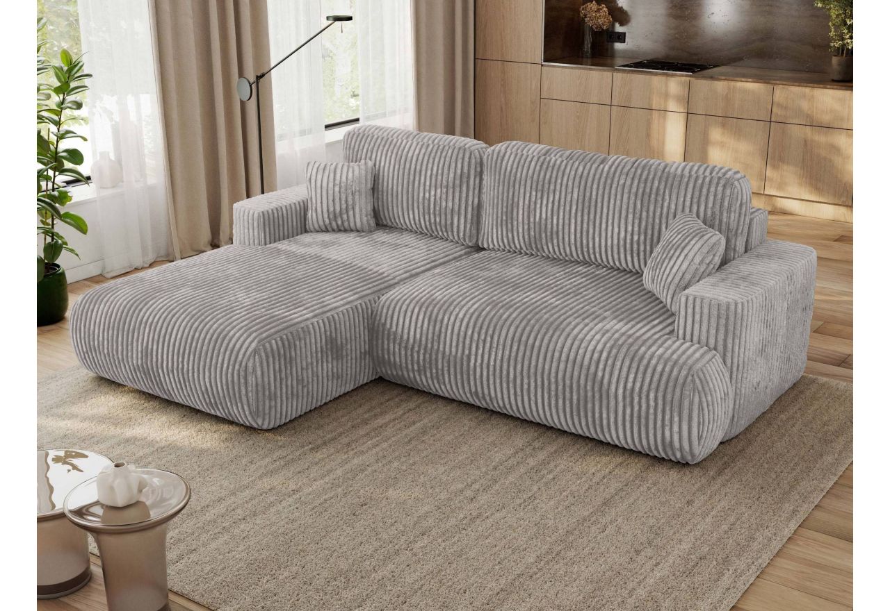 Narożnik - OVO L - strona lewa - jasnoszary, sztruks