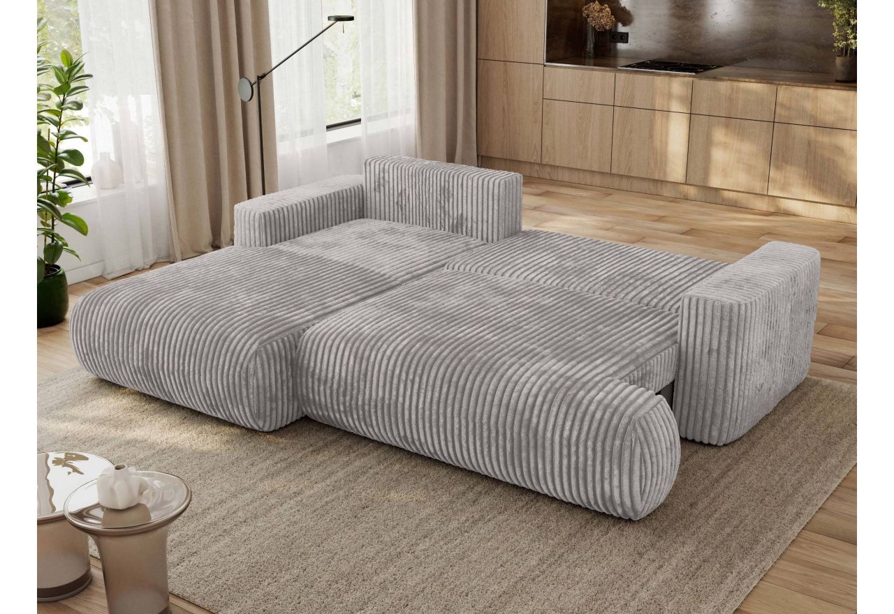 Narożnik - OVO L - strona lewa - jasnoszary, sztruks