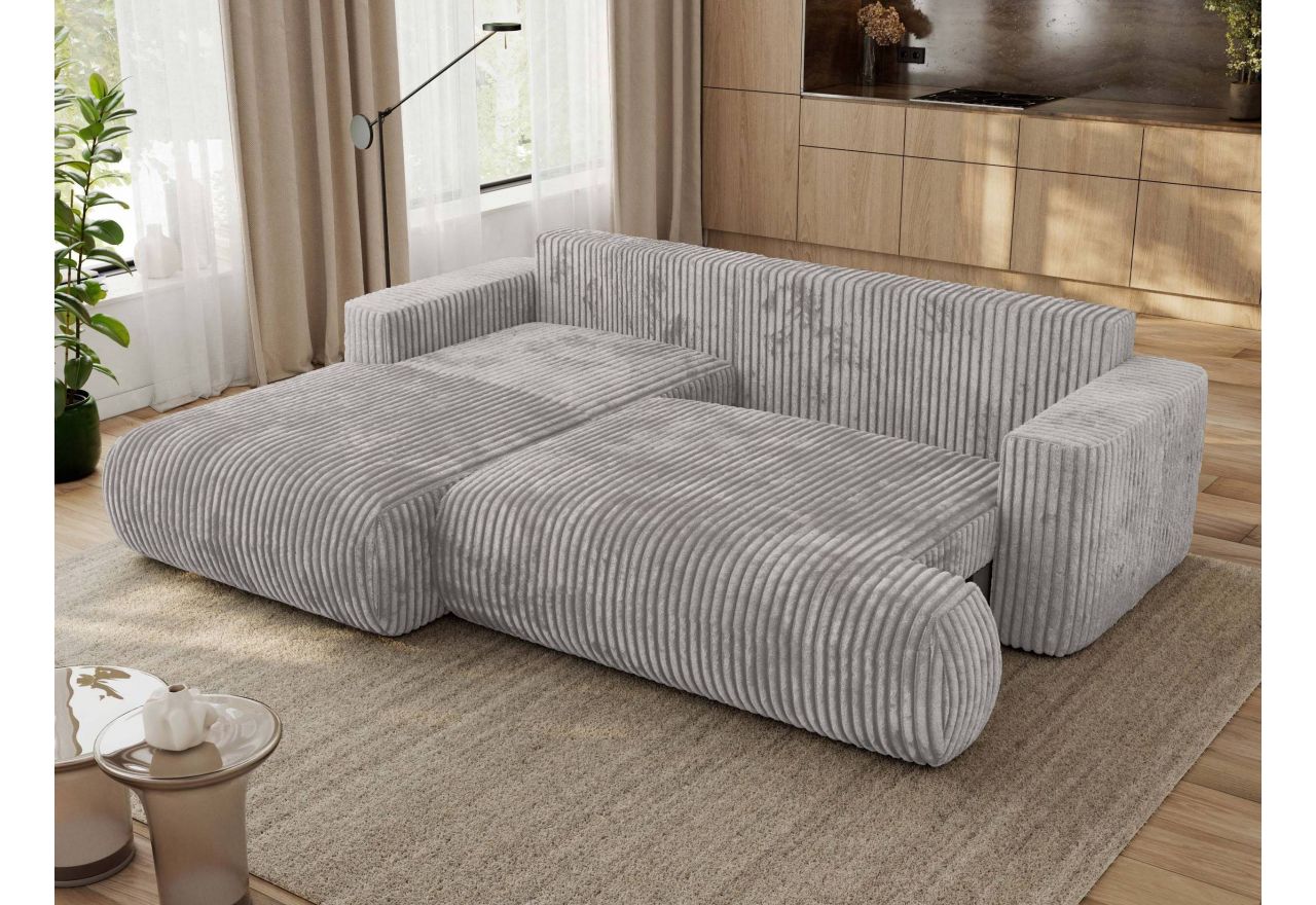 Narożnik - OVO L - strona lewa - jasnoszary, sztruks