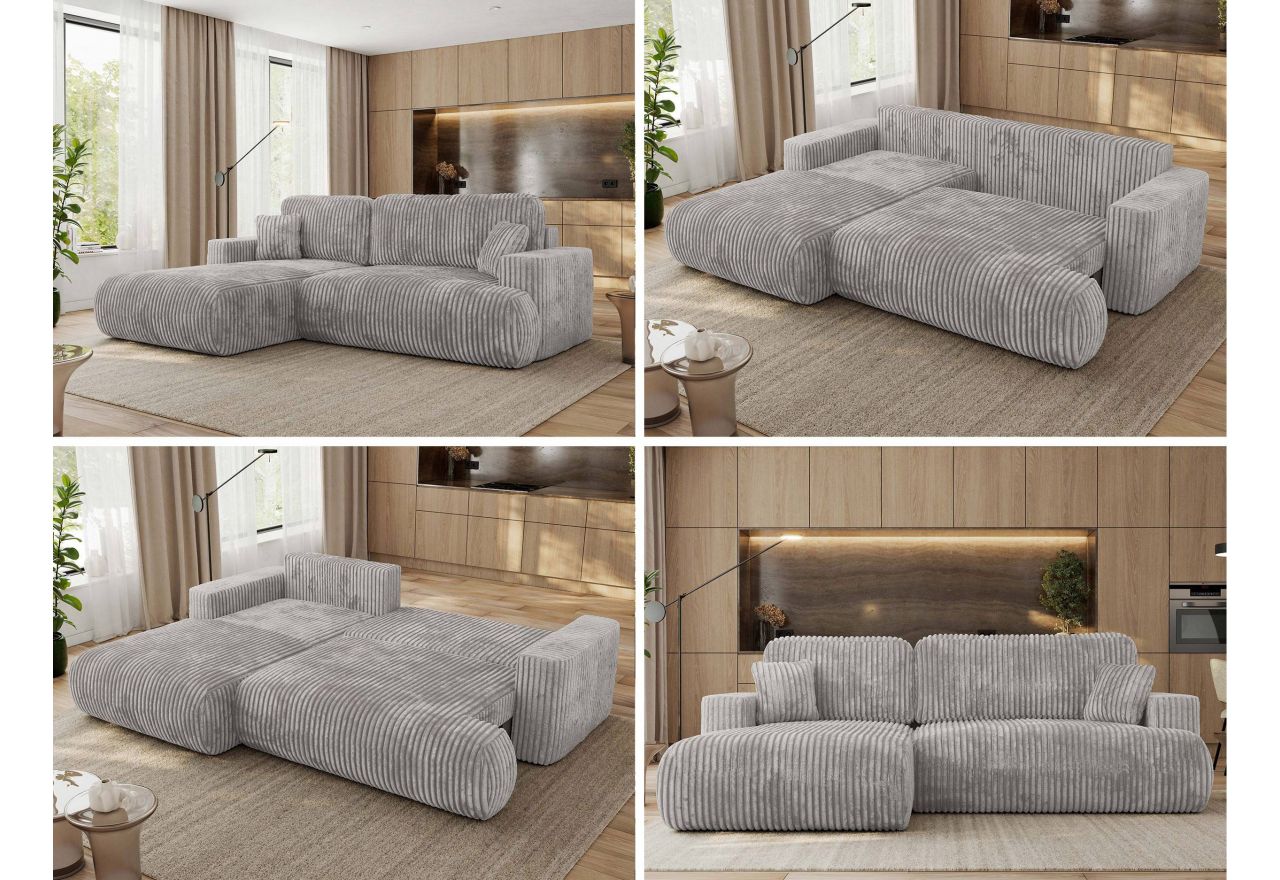 Narożnik - OVO L - strona lewa - jasnoszary, sztruks