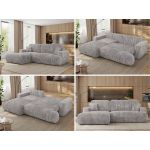 Narożnik - OVO L - strona lewa - jasnoszary, sztruks