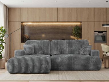 Narożnik - OVO L - strona lewa - ciemnoszary, sztruks