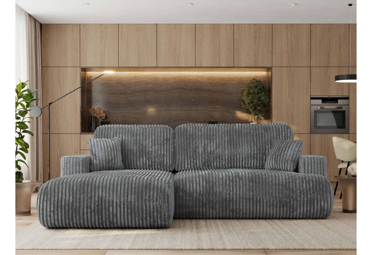 Narożnik - OVO L - strona lewa - ciemnoszary, sztruks