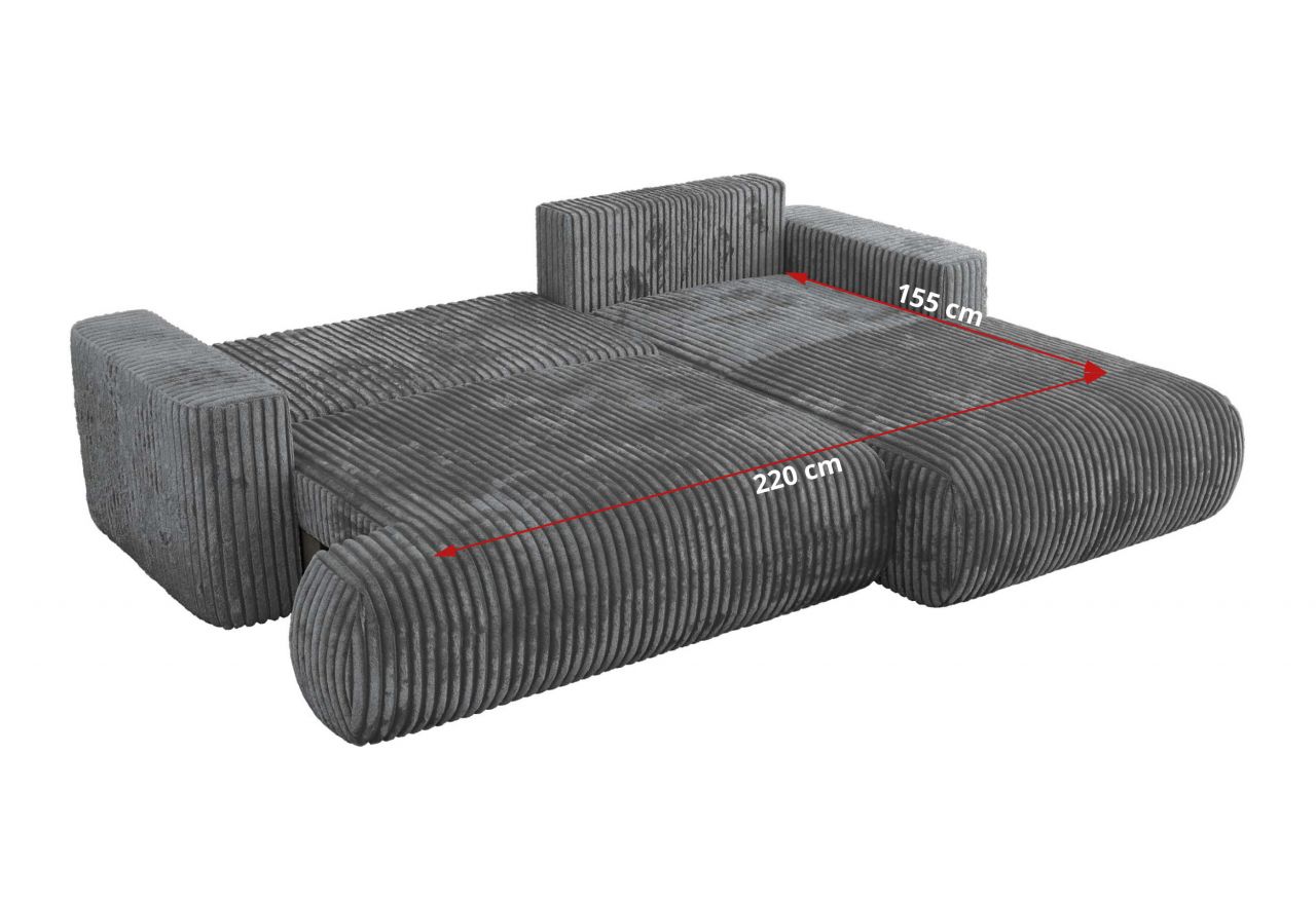 Narożnik - OVO L - strona lewa - ciemnoszary, sztruks