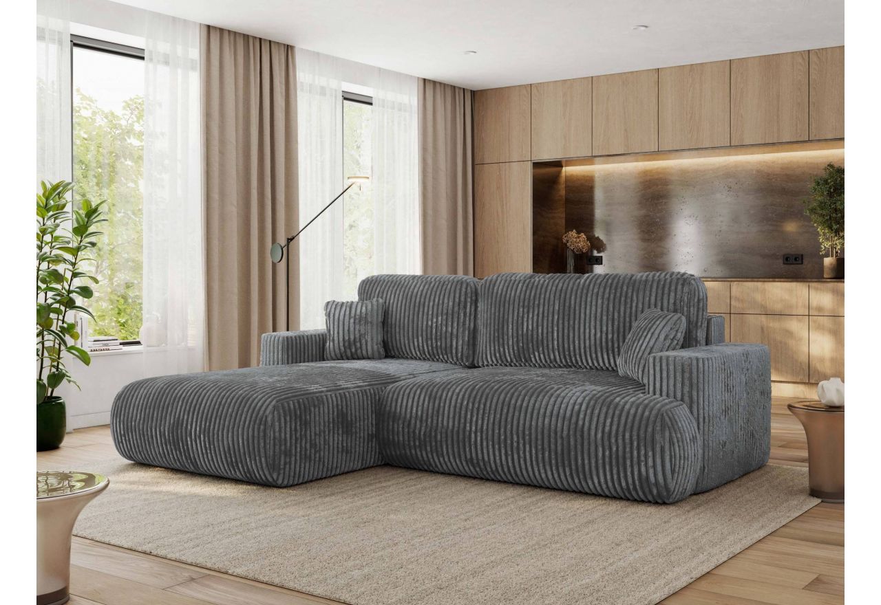 Narożnik - OVO L - strona lewa - ciemnoszary, sztruks