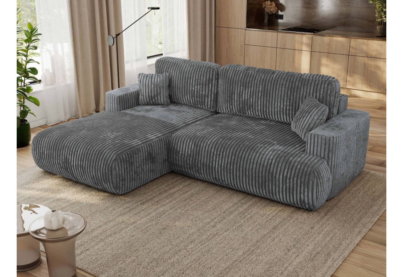 Narożnik - OVO L - strona lewa - ciemnoszary, sztruks