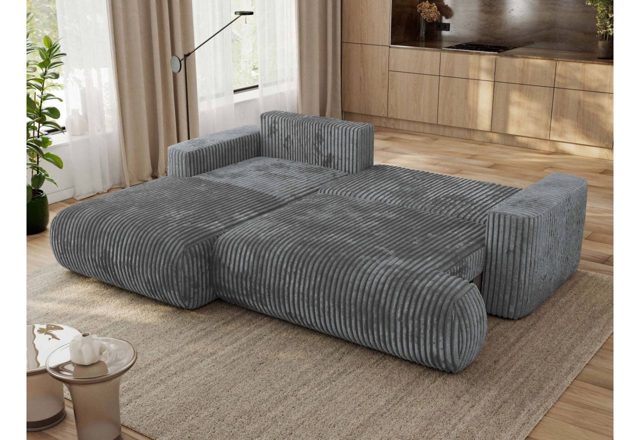 Narożnik - OVO L - strona lewa - ciemnoszary, sztruks