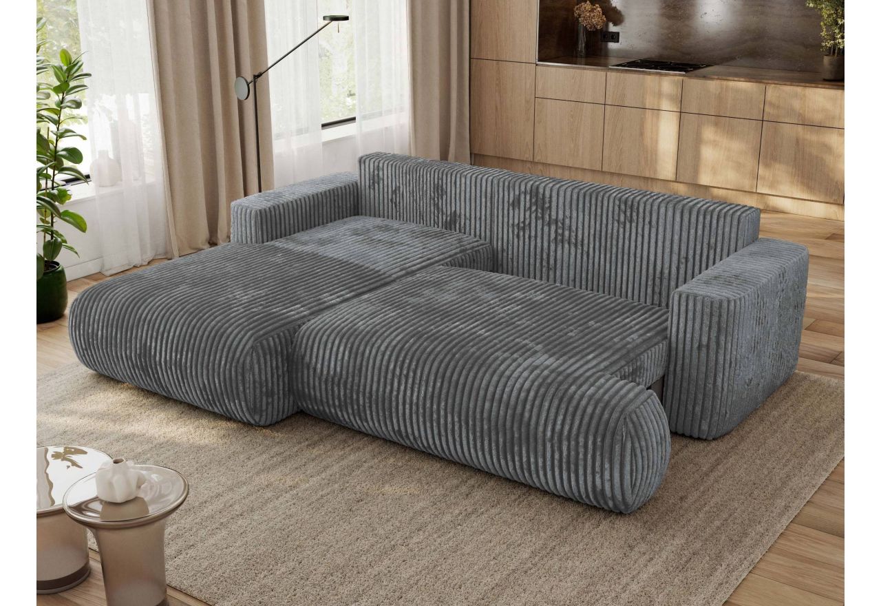 Narożnik - OVO L - strona lewa - ciemnoszary, sztruks