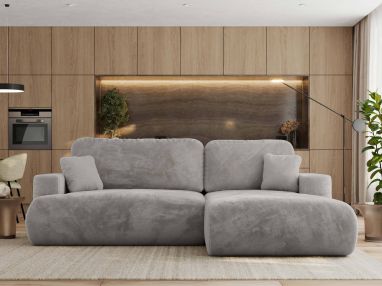 Narożnik - OVO L - strona prawa - jasnoszary, plusz