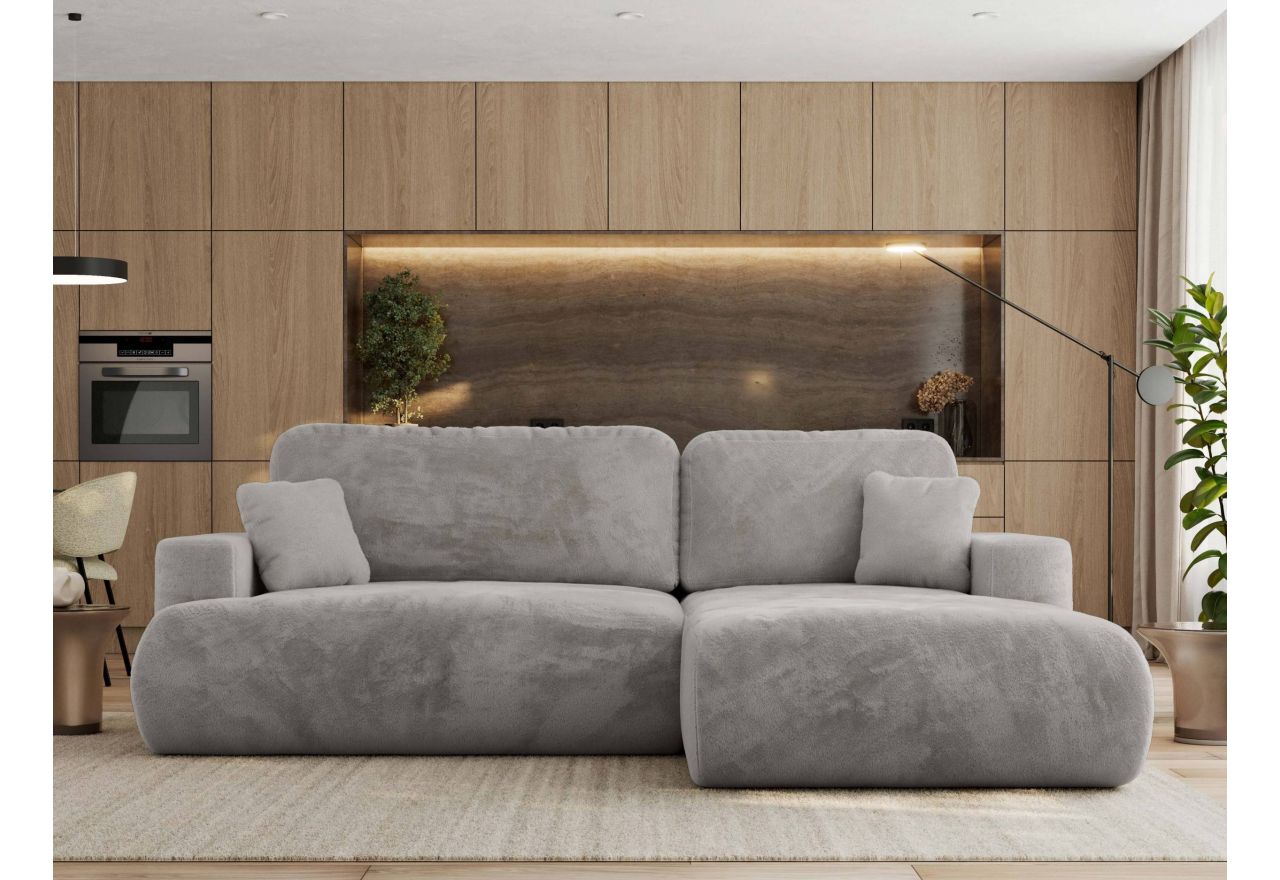 Narożnik - OVO L - strona prawa - jasnoszary, plusz