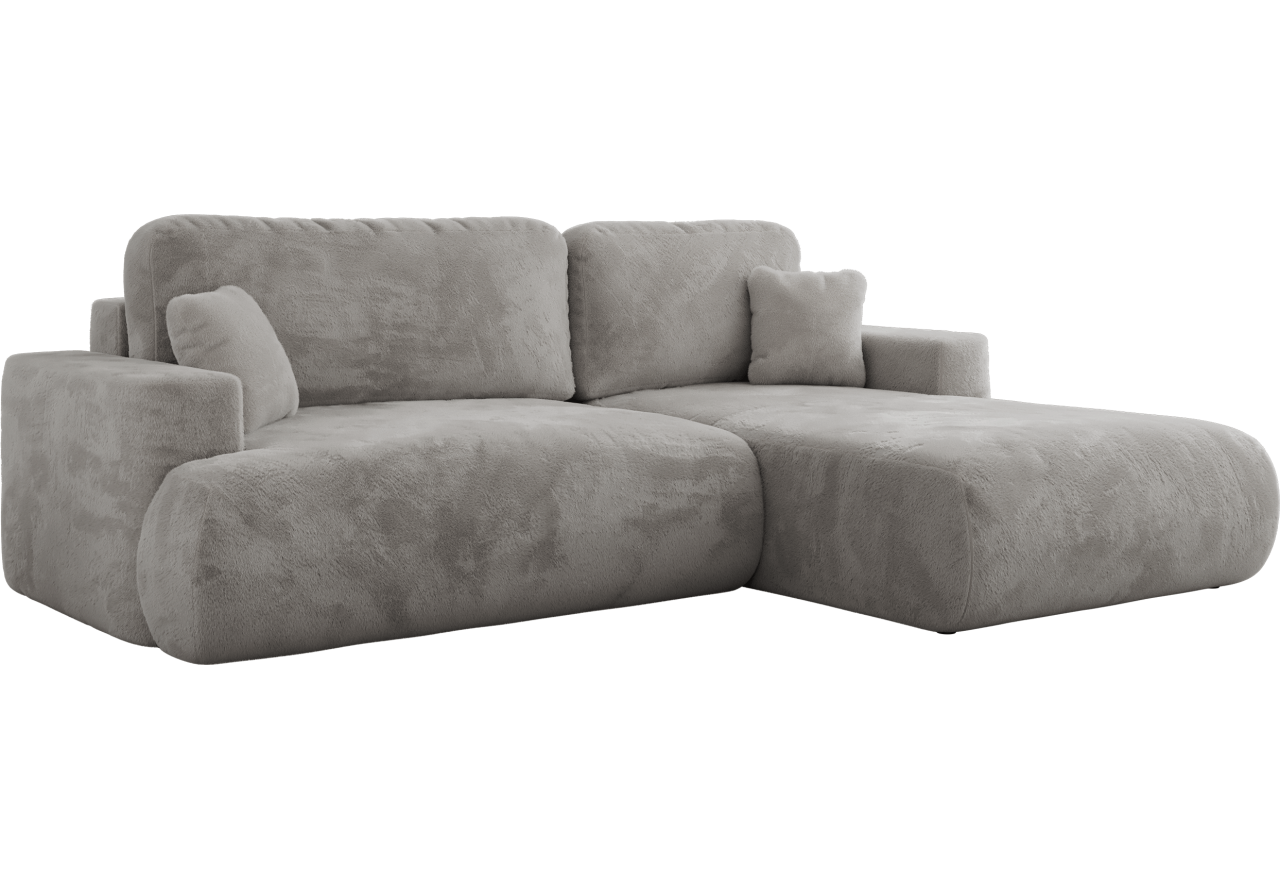 Narożnik - OVO L - strona prawa - jasnoszary, plusz