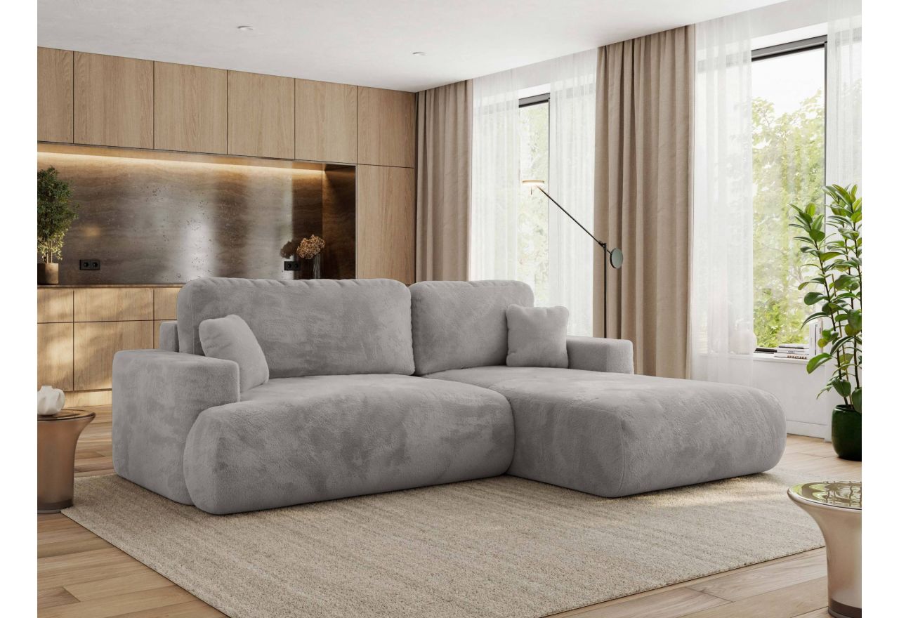 Narożnik - OVO L - strona prawa - jasnoszary, plusz