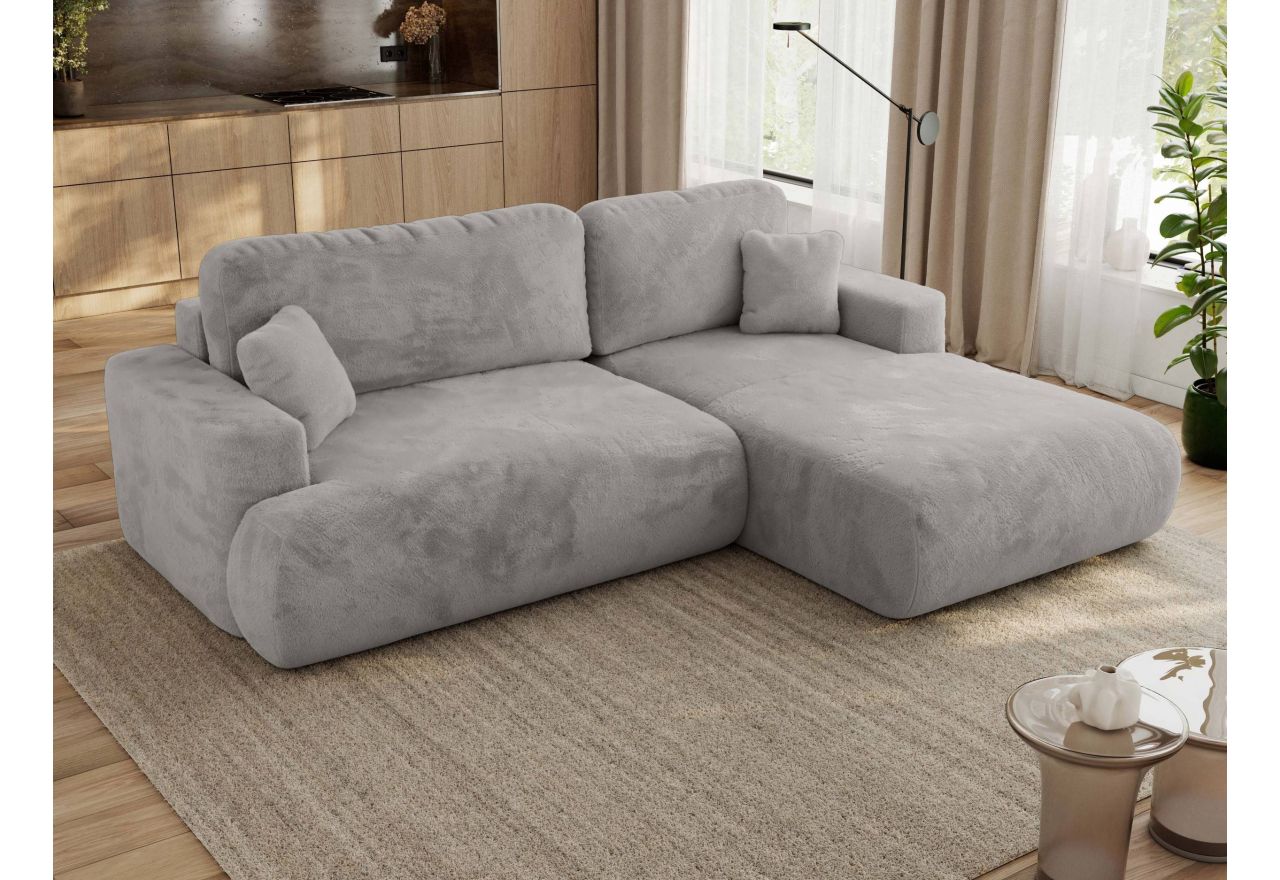 Narożnik - OVO L - strona prawa - jasnoszary, plusz