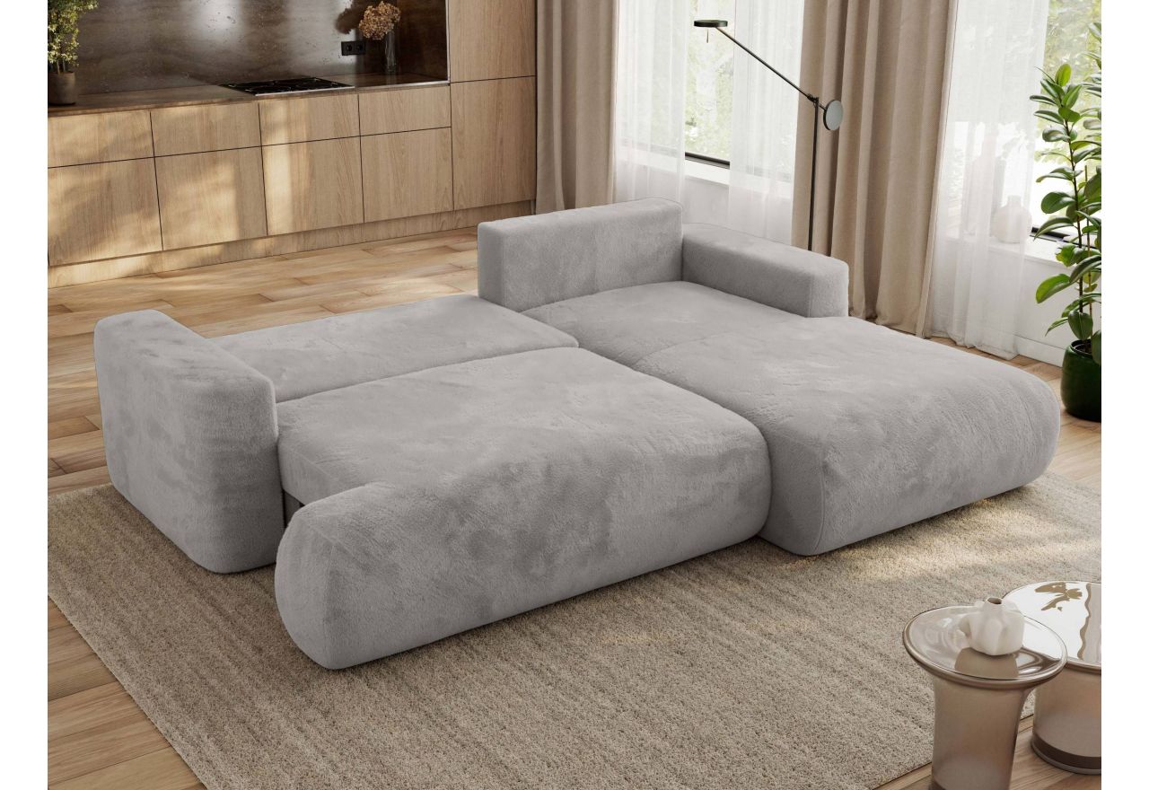 Narożnik - OVO L - strona prawa - jasnoszary, plusz