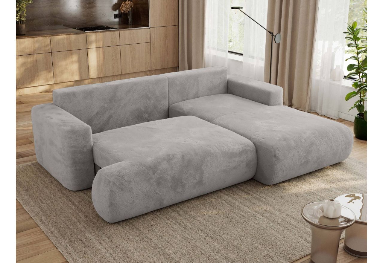 Narożnik - OVO L - strona prawa - jasnoszary, plusz