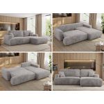 Narożnik - OVO L - strona prawa - jasnoszary, plusz