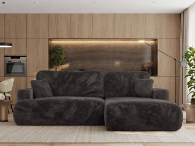 Narożnik - OVO L - strona prawa - ciemnoszary, plusz