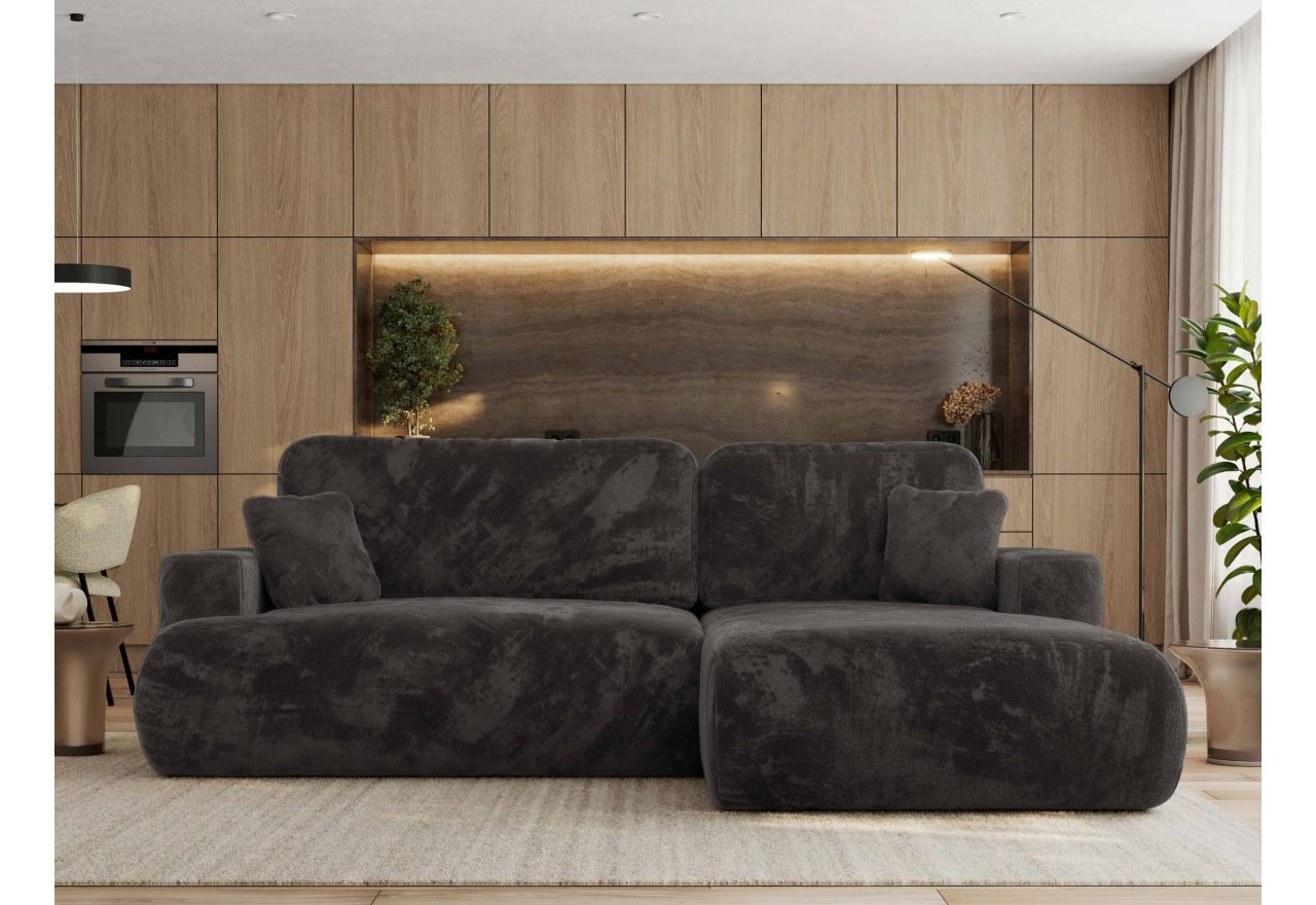 Narożnik - OVO L - strona prawa - ciemnoszary, plusz