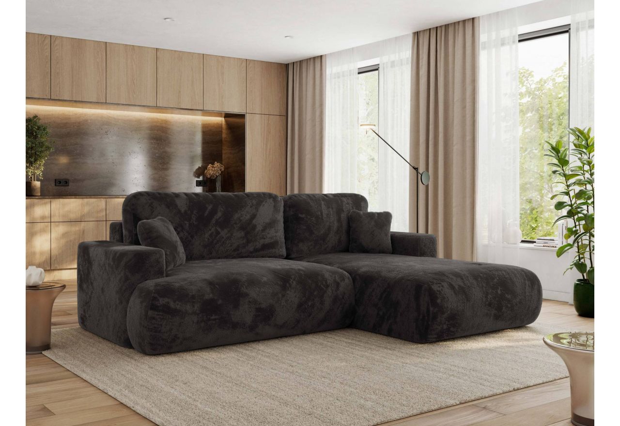 Narożnik - OVO L - strona prawa - ciemnoszary, plusz