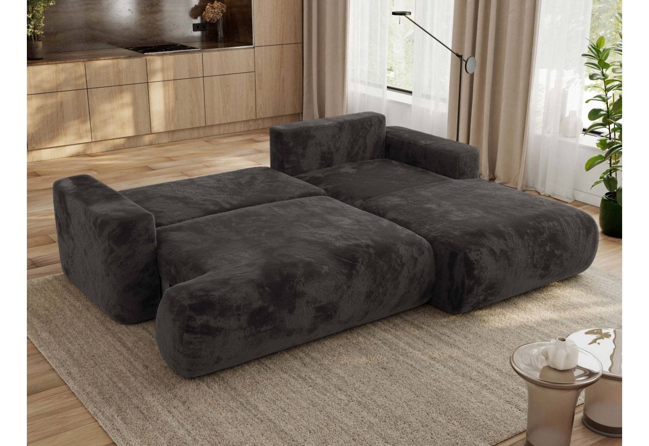 Narożnik - OVO L - strona prawa - ciemnoszary, plusz