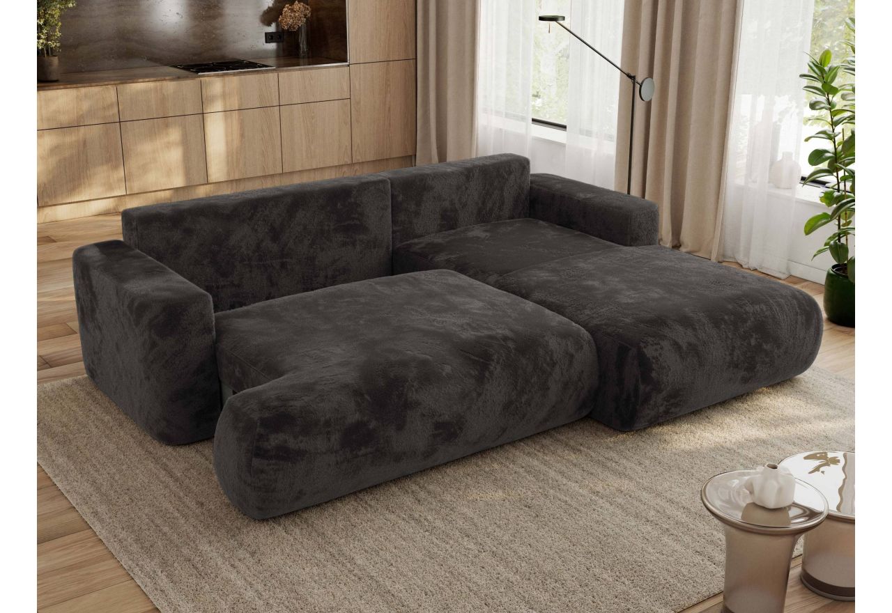 Narożnik - OVO L - strona prawa - ciemnoszary, plusz