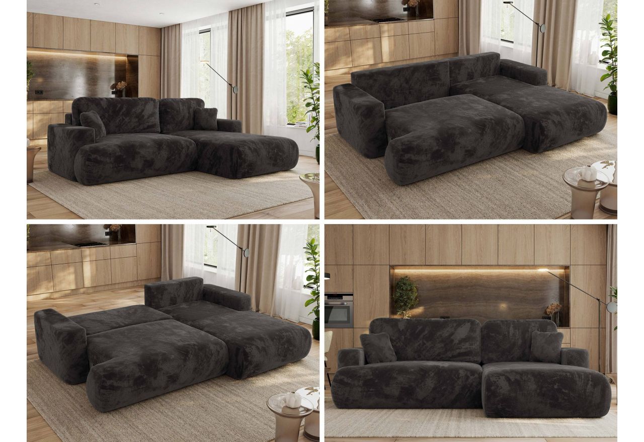 Narożnik - OVO L - strona prawa - ciemnoszary, plusz