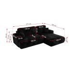 Narożnik - OVO L - strona prawa - czarny, plusz