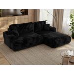 Narożnik - OVO L - strona prawa - czarny, plusz