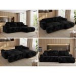 Narożnik - OVO L - strona prawa - czarny, plusz