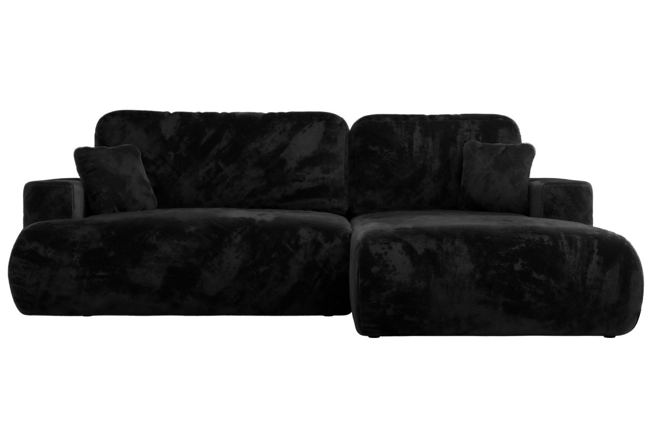 Narożnik - OVO L - strona prawa - czarny, plusz