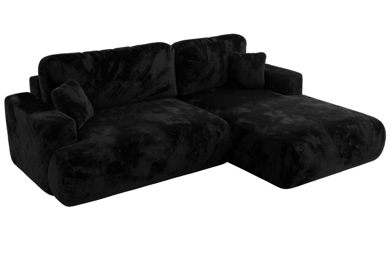 Narożnik - OVO L - strona prawa - czarny, plusz