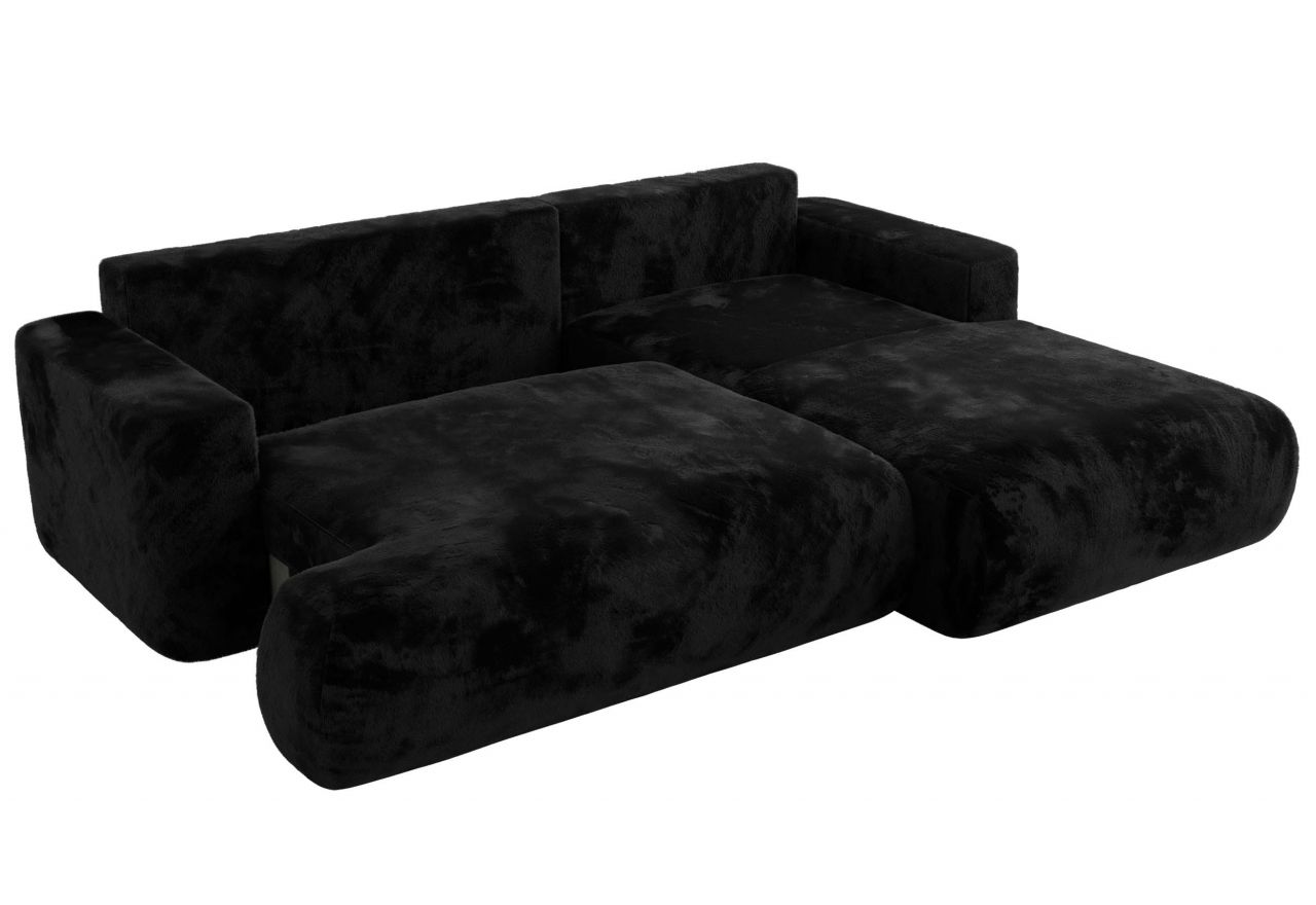 Narożnik - OVO L - strona prawa - czarny, plusz