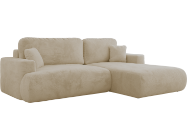 Narożnik - OVO L - strona prawa - kremowy, plusz