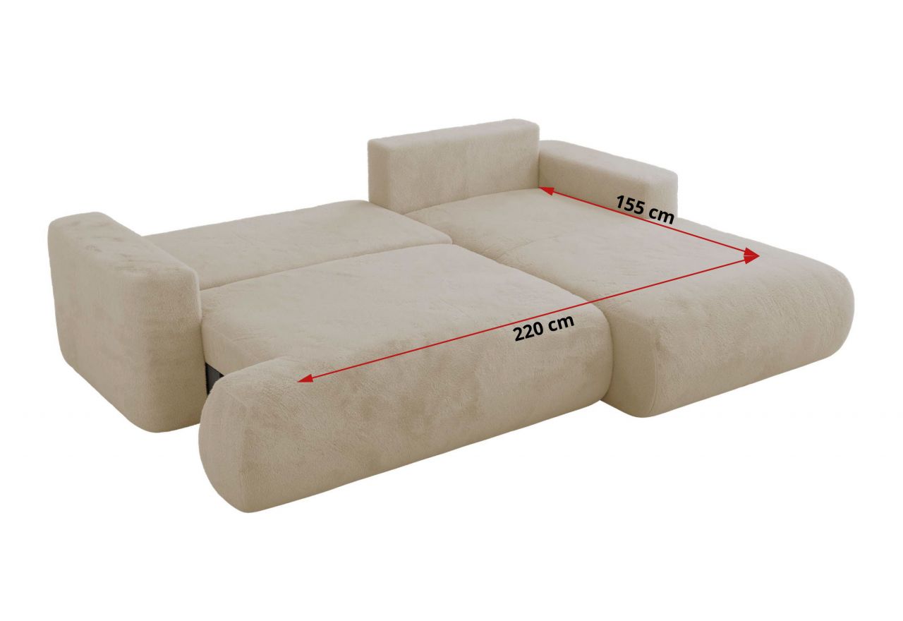 Narożnik - OVO L - strona prawa - kremowy, plusz