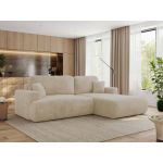 Narożnik - OVO L - strona prawa - kremowy, plusz