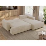 Narożnik - OVO L - strona prawa - kremowy, plusz