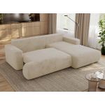 Narożnik - OVO L - strona prawa - kremowy, plusz